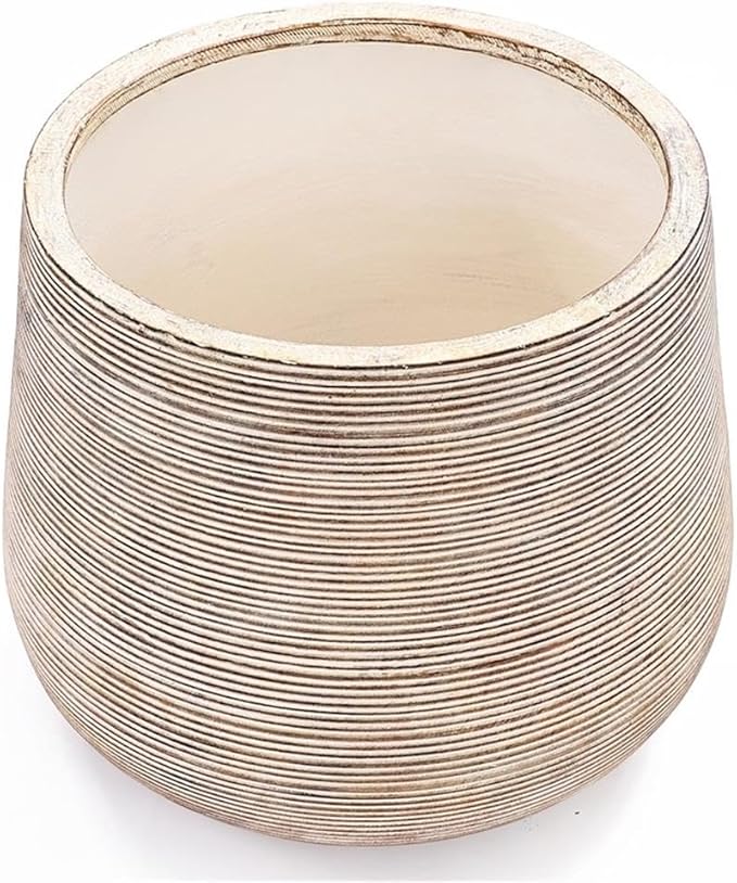 LuxenHome 17" Dia Round Planters for Indoor Plants, Large Outdoor Planters with Drainage Holes, Concrete Distressed Plant Pots Indoor & Outdoor for Home Garden Patio