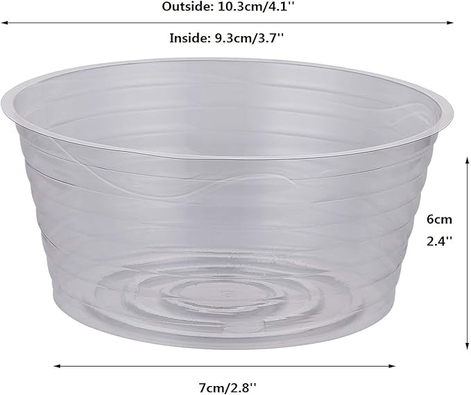 Idyllize 10 Pieces of 4 Inch Clear Thin Deep Plastic Plant Saucer Drip Tray for Pots (4'')