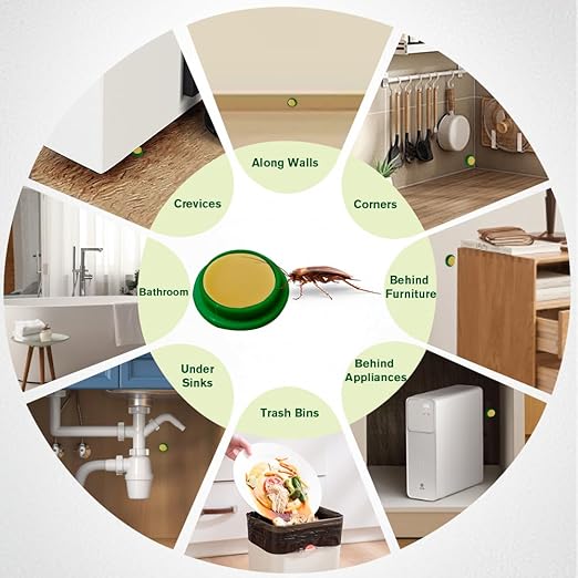 64 Pack Cockroach Gel Bait, Highly Effective Roach Gel Bait Indoor Infestation Solution, Fast Acting Cockroach Killer Indoor Home Kitchen Use, Easy to Apply & No Mess Roach Bait, Long-Lasting