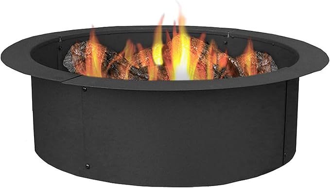 Sunnydaze Outdoor Fire Pit Ring - DIY Above or In-Ground Steel Fire Ring Insert - 33-Inch Outer/27-Inch Inner Diameter