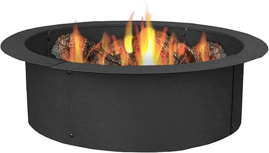 Sunnydaze Outdoor Fire Pit Ring - DIY Above or In-Ground Steel Fire Ring Insert - 33-Inch Outer/27-Inch Inner Diameter