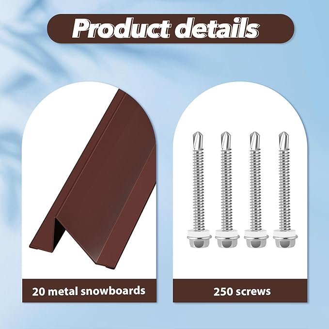 20 Pcs Metal Roof Snow Guards with Bulk Screws Ice Guard Blocks to Stop Snow and Ice from Sliding Off Your Metal Roof (Brown)