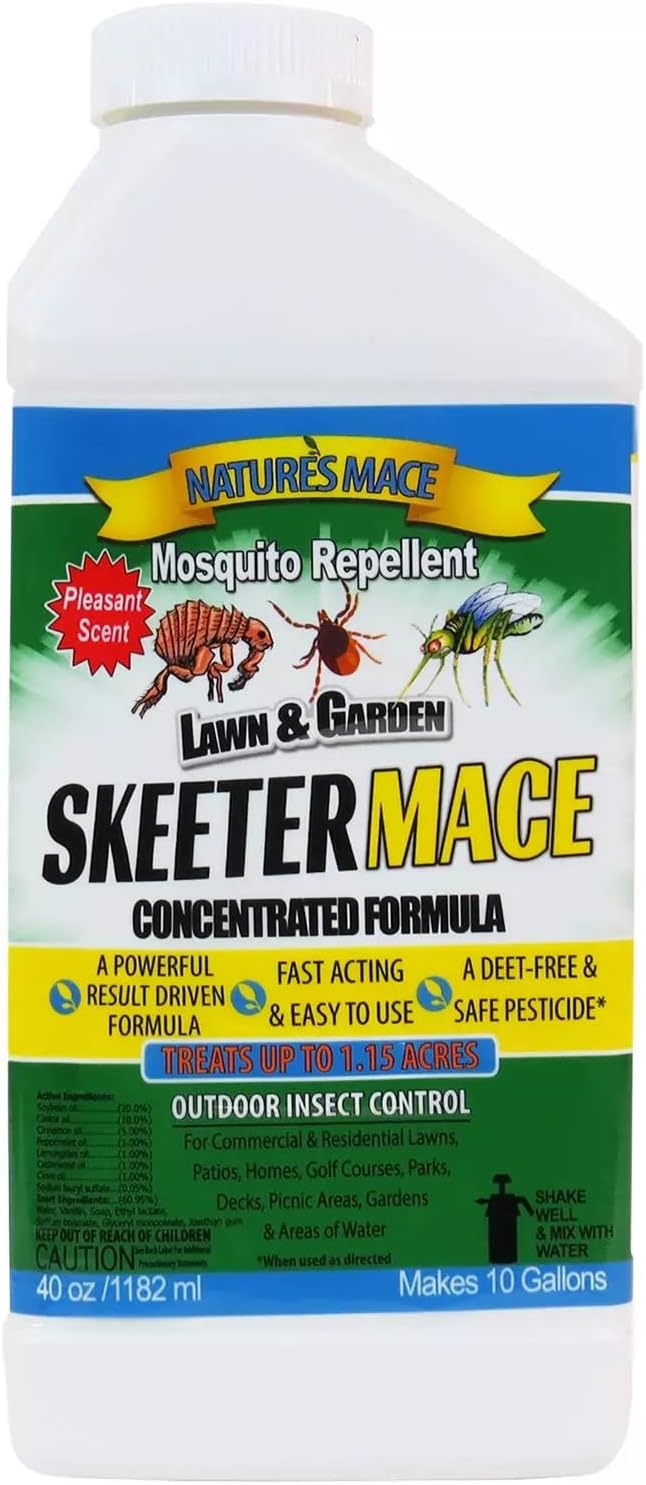 Nature’s MACE Outdoor Pest Repellent Spray – Kills & Repels Multiple Insect Types – Treats Lawns, Shrubs, and Patios – Safe for Family, Pets, and Plants – Essential Oil Formula with Fresh Scent – 40oz