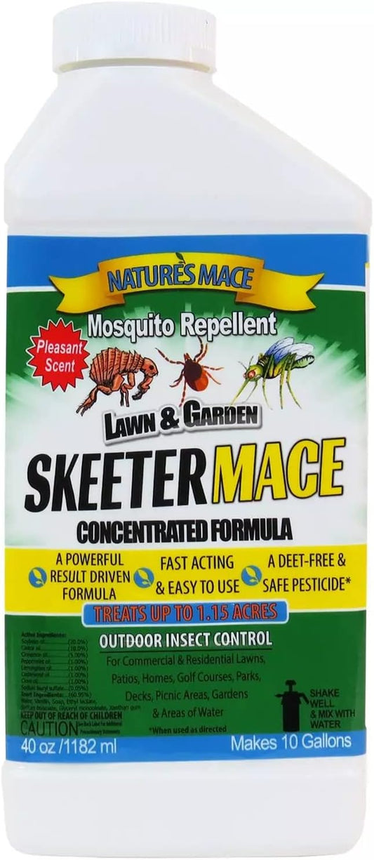 Nature’s MACE Outdoor Pest Repellent Spray – Kills & Repels Multiple Insect Types – Treats Lawns, Shrubs, and Patios – Safe for Family, Pets, and Plants – Essential Oil Formula with Fresh Scent – 40oz