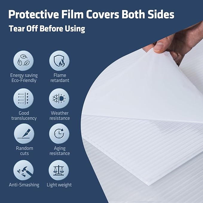 UMIG 6 PCS 4' x 2' x 0.32'' Polycarbonate Greenhouse Panels, Twin-Wall Waterproof UV Protected Corrugated Plastic Roof Panels Sheets, Clear Replacement Panels for Greenhouse, Outdoor, Plant