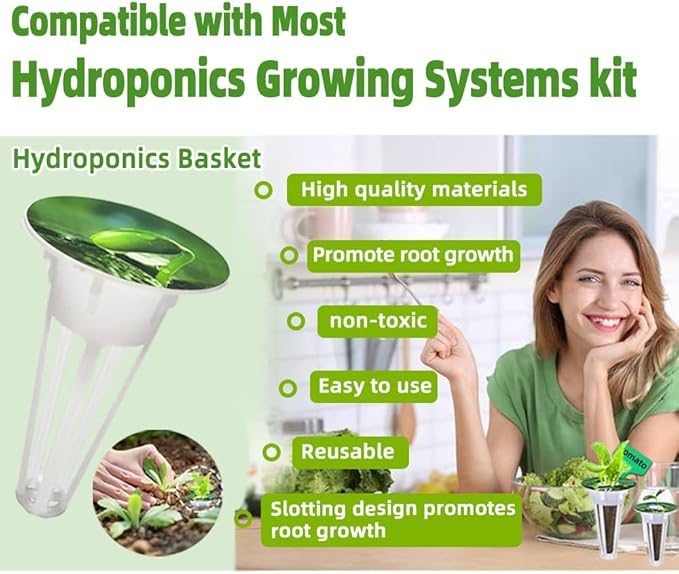 101pcs Hydroponic Pods Kit - Grow Anything Seed Pods with 30 Grow Sponges, 30 Labels, 15 Grow Baskets & Domes 10 Plant Tags and 1 tweezer | Fits Most Indoor Gardening Planting Systems
