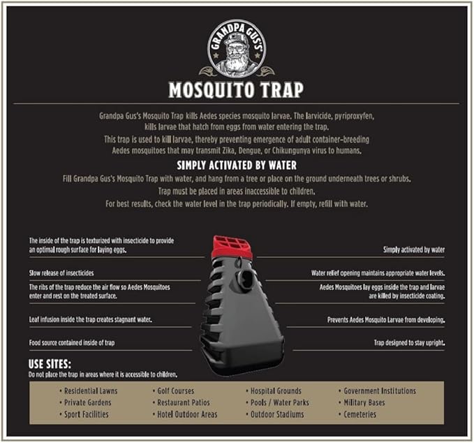 Grandpa Gus’s Mosquito Trap - Effective Long Term Outdoor Mosquito Control Killer Trap, Eco Friendly Insect Prevention for Patios and Gardens (Pack of 2)