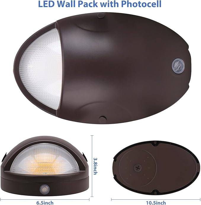 dephen 15W LED Emergency Wall Pack Light with Battery Backup and Photocell, Dusk to Dawn WallPack 3500K/4000K/5000K CCT, 90 Minutes 600Lm Security Lighting Self Test (UL-Listed)
