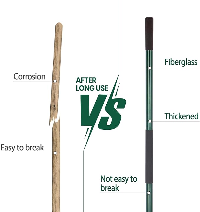 Heavy Duty Gardening Shovel, 56 Inch Round Blade with Fiberglass Handle (Green)