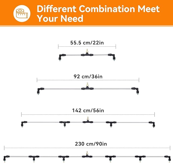 Metal 6-Nozzle Poly Boom Wand with 3/8" Brass Fitting, 7.5 Ft. ATV sprayer Boom, Wide-Coverage Agricultural & Lawn Spray Attachment for Tractors/UTVs (Metal Wand)