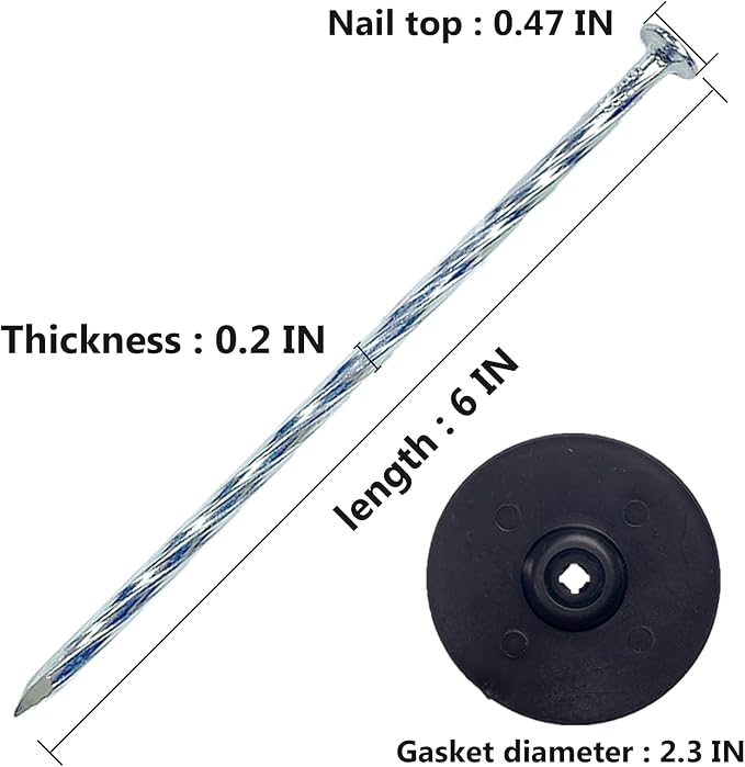 Garden Stakes with Gasket Spiral, 6in Galvanized Steel Turf Nails Garden Weed Barrier Stakes Staples for Fixing Landscape Fabric, Landscape Edging, Artificial Grass, Floor Mats, Etc (42 PC)