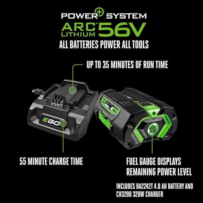 EGO POWER+ Electric Lawn Mower, Cordless Push, Includes 56V 4.0Ah Battery and Charger - LM2112