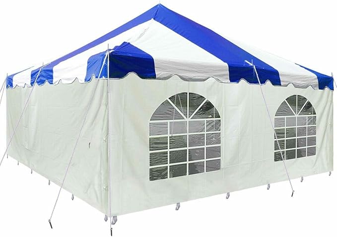 Party Tents Direct 20'x 20' Weekender Canopy Pole Tent with Sidewalls - Easy Up Canopy Tent with 80 Person Capacity - Outdoor Canopies for Parties, Weddings, and Events (Blue/White)