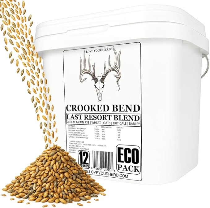Last Resort Blend, 12LB EcoPack, Winter Food Plot Seed for Deer, Cereal Grain Rye, Wheat, Barley, Triticale & Oat Seeds Grow Whitetail & Turkey Attractants & Cold Hardy Hunting Food Plots