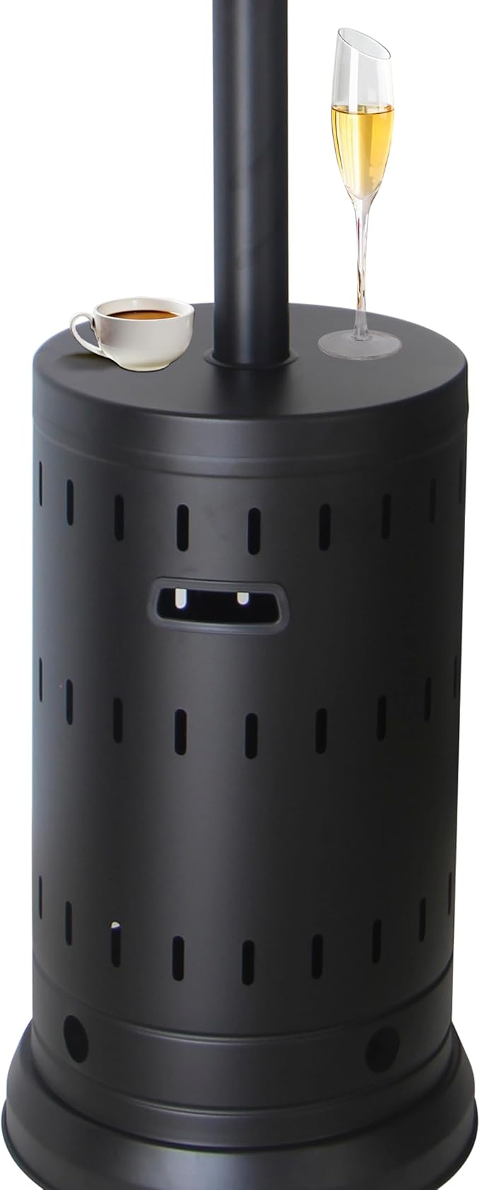 Outdoor Natural Gas Patio Heater | 45,000 BTU | Anti-Tilt and Safety Shut-Off | Residential and Commercial | Includes Mobility Wheels | Hammered Silver/Pewter