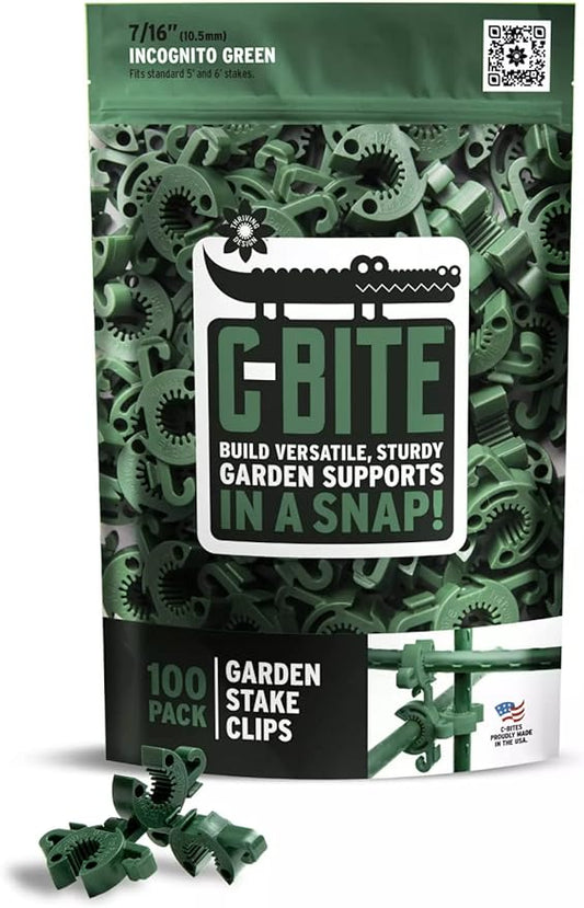 Plant Support Clips for Trellis, Garden Stakes, Wire Fence, Climbing Plants, Indoor Gardening, Hydroponics Systems, and Vines | Durable Gardening Clips (Incognito Green - 100 Pack)