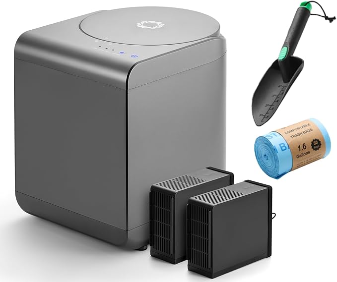Revive Food-to-Soil System, Odorless Countertop Electric Kitchen Composter, 1-Click Smart Operation, Powerful Sharksden Trinity Blade to Cycle Food Waste into Earth Nutrition