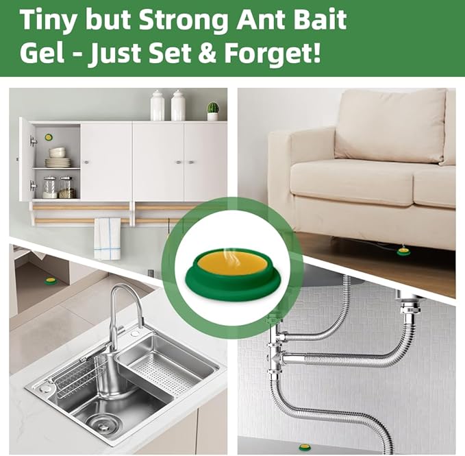 64 PCS Ant Killer Gel Bait Stations, Extra Strengthen Ant Bait Traps, Long-Lasting Effective Pest Gel for Carpenter Ants and Other Common Household Ants, No Mess Easy Use, Safe for Pets and Kids