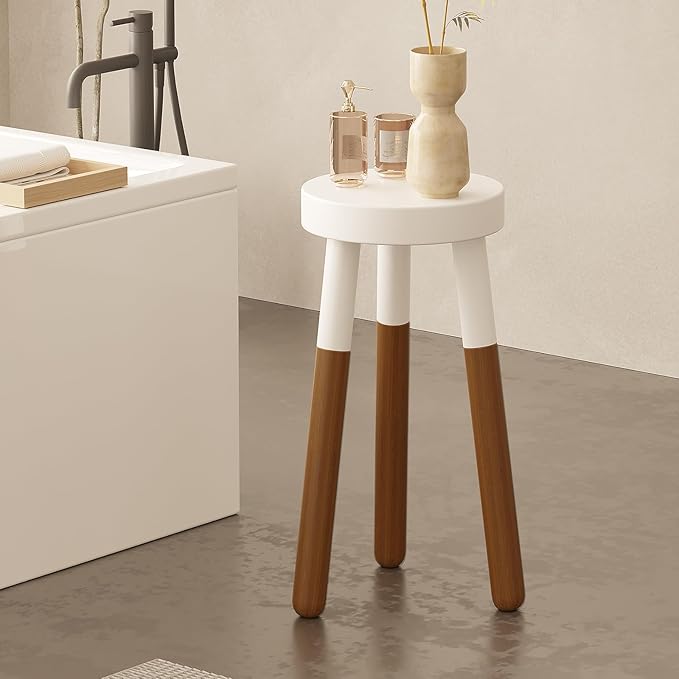 9" Rubber Wood Plant Stool, Wood Accent Stool, Reverse Dipped (16" Tall)