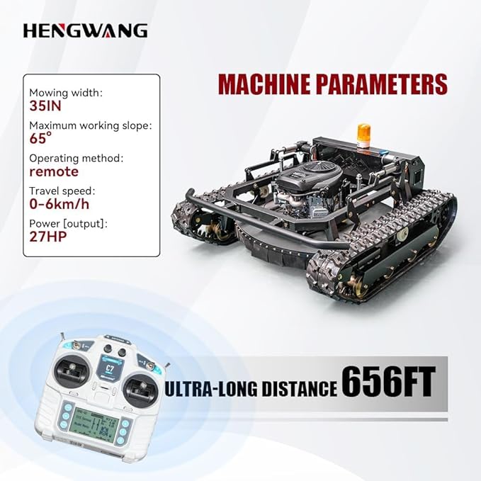 Robotic Remote Control Lawn Mower 90° Climbing Adjustable Mowing Height Track Drive All Terrain Grass Cutter Yard Mower(HW-810-90B)