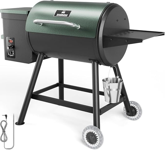 Pellet Grill Smoker 8 In 1 Outdoor Wood Electric Pellet BBQ Grill With PID Temperature Control And Meat Probe 456 Sq.In Removable Cooking Area Easy Clean