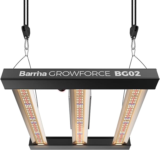 Barrina GrowForce BG02 3 x 3 LED Grow Light, 200W Full Spectrum with Dual Blue & FIR, High PPFD, Dimmable, Hanging Grow Lights for Indoor Plants 4 x 4 Coverage, 60° Lens for Uniform Illumination, ETL