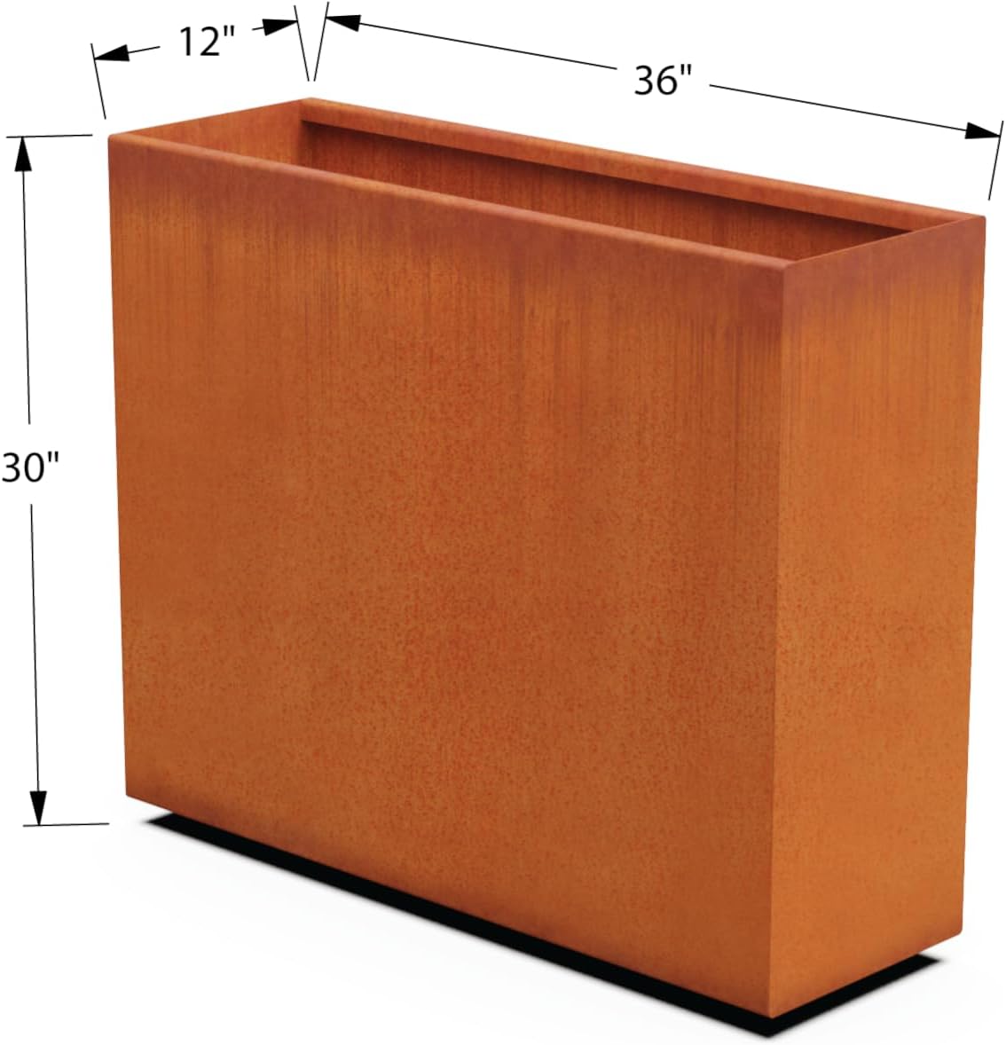 Large Rectangular Planters for Outdoor Plants - 36x12x30 Inch Corten Steel Planter, Extra Large Outdoor Planter Box for Patio, Garden & Privacy Screen, Heavy Duty Metal
