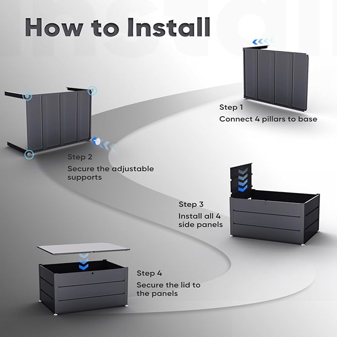 Quictent Deck Box outdoor 150 Gallon, Easy Assemble Metal Storage Box,Lockable Waterproof storage cabinet for Patio Furniture Cushions, Throw Pillows, Garden Tools and Pool Toy,Gray