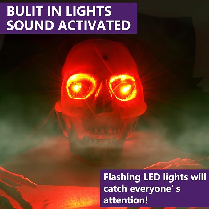 Halloween Outdoor Decor Animated Groundbreaker Zombie with Flashing Eyes and Creepy Sound for Halloween Yard,Lawn,Patio,Haunted House