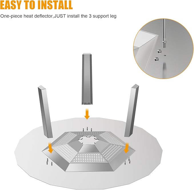 One-Piece 19.5" Heat Deflector Replacement for Solo Bonfire 19.5" Stove Fire Pit,Stainless Steel Heat Diffuser Accessories with 3 Support Leg for Most 19.5inches Outdoor Indoor Backyard Fire Pit