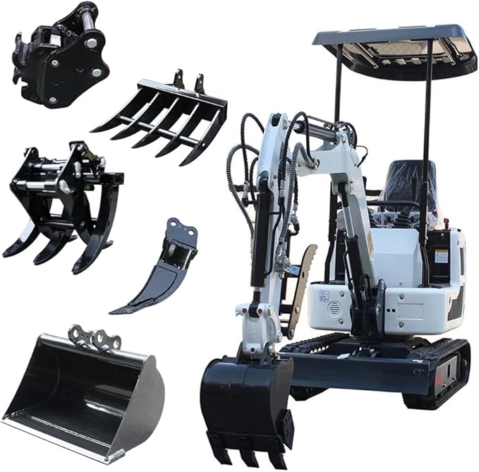 Mini Excavator for 1 Ton B&S Engine with Hydraulic Thumb Clamp,Standard Bucket, Rake, Grapple, Ripper，Mud Bucket，Quick Change Attachments (w Farm excavator)