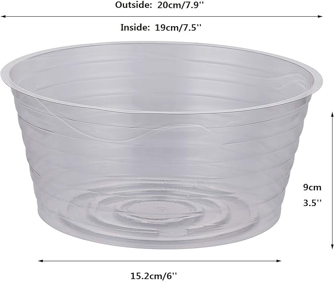 Idyllize 10 Pieces of 8 Inch Clear Thin Deep Plastic Plant Saucer Drip Tray for Pots (8'')