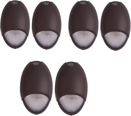 Mini Wall Pack Emergency Lights, LED Emergency Lights with Battery Backup, 90min Power, Photocell Sensor, IP65, Wet Resistant, 12W for Business and Home, Dark Bronze, 6 Pack