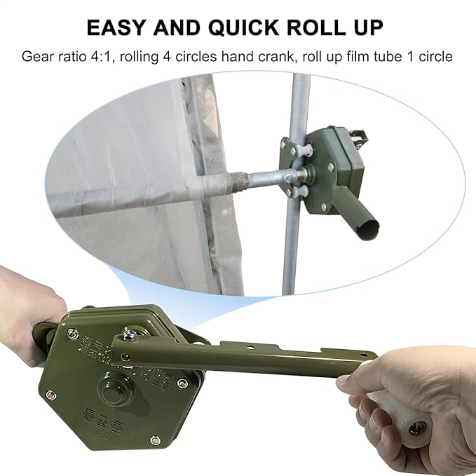 UYGALAXY Greenhouse Sidewall Manual Film Roll up Hand Crank Winch for Greenhouse Ventilation ﻿Agricultural
