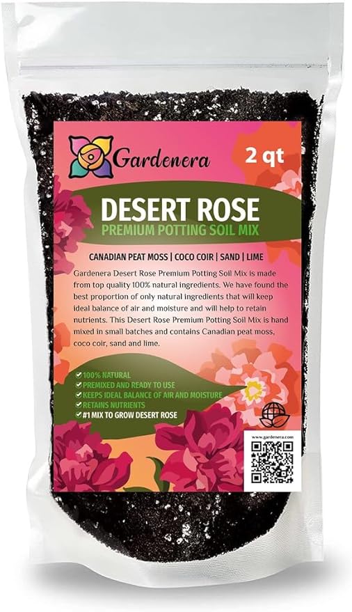 Organic Desert Rose Potting Mix by Gardenera - Nourish Your Adenium with The Finest Soil - 2 QUARTS