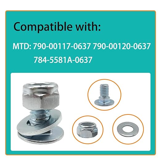 784-5581 Carriage Bolt & Nut kit 5/8" for MTD SnowBlowers Shave Plate Scraper Bar 784-5581A 790-00117-0637 790-00120-0637 784-5581A-0637 8/Set,Stainless Steel