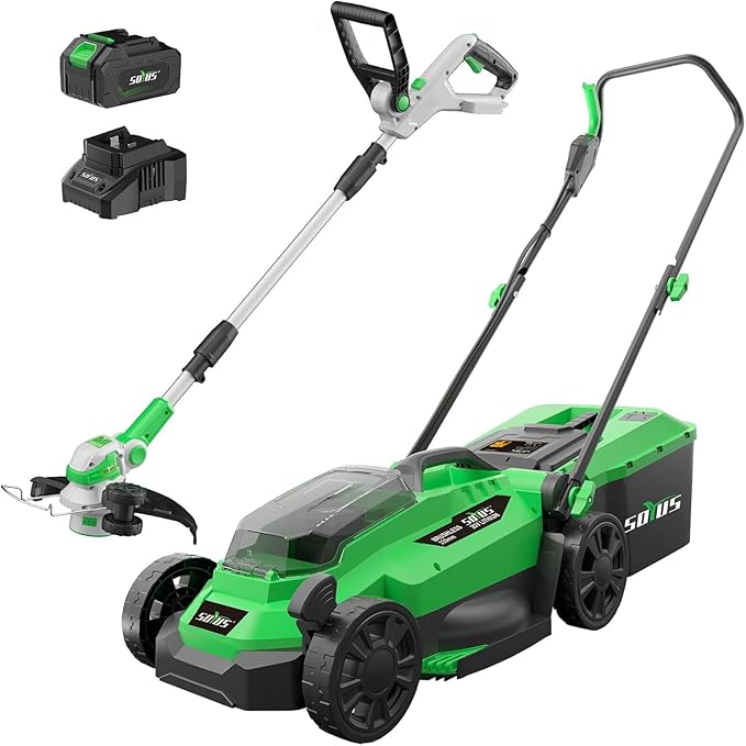 SOYUS Cordless13 Inch 20V Lawn Mowers & 20V 12 Inch String Trimmer