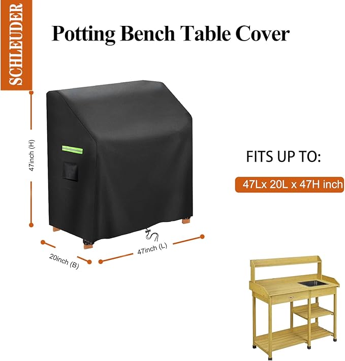 Outdoor Garden Potting Bench Table Cover,Garden Potting Bench Table Cover, Waterproof,UV Resistant (47" x 20" x 47")