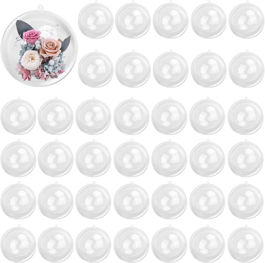 40 Pcs 4 Inch Clear Acrylic Fillable Balls, Christmas DIY Fillable Ornaments Balls, Acrylic Ornaments Ball for Christmas, Holidays, Weddings, Parties, and Home Decor