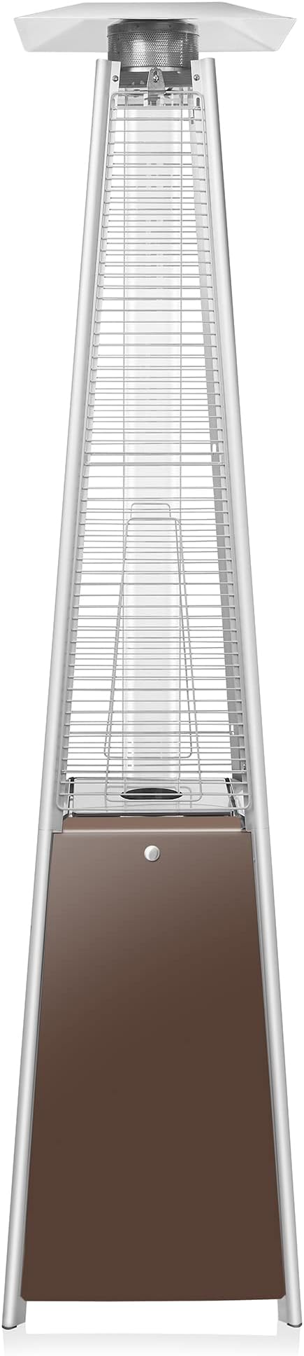 Casafield Outdoor Propane Patio Heater with Wheels, Mocha - Modern Dancing Flame, Commercial & Residential, Uses Standard 20lb LP Gas Tank