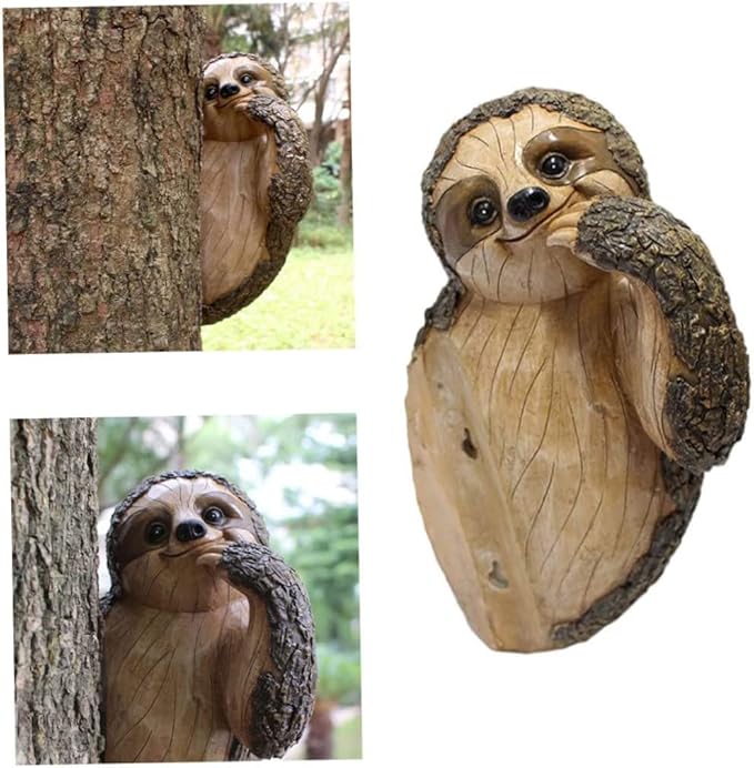 Sloth Tree Hugger, Outdoor Decorations, Resin Garden Sculpture Ornament, Tree Peeker Statue, Summer Gardening Gifts for Housewarming, Handmade with Details, Durable & Waterproof