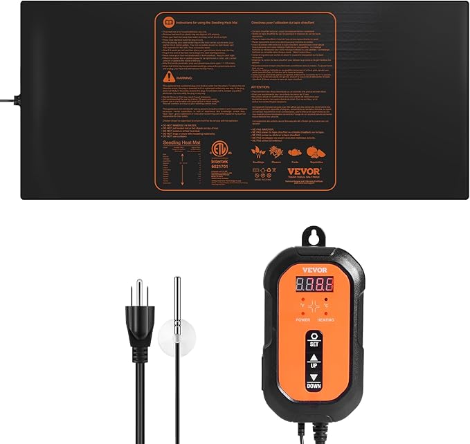 VEVOR 48"x 20.75" Seedling Heat Mat w/Digital Thermostat Combo Set,MET-Listed Heating Pad for Seed Starting, Waterproof Seed Mats for Germination, Indoor Gardening, Hydroponic, Greenhouse, 1 Pack