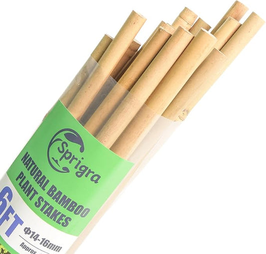 Bamboo Stakes 6 Feet 20pcs, 72" Garden Stakes Multi-Purpose, Bamboo Plant Support Stakes for Tomatoes, Beans, Cucumbers, Peppers, Potted Trees, Maintain The Plant Posture, Strengthen and Stem