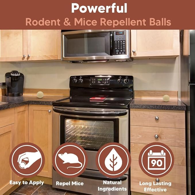 Rodent Repellent, Mouse Repellent, Rat and Mice Repellant Indoor/Outdoor, Peppermint Balls for Rodents, Mouse Deterrent That Works Indoor for Home 8-Pack