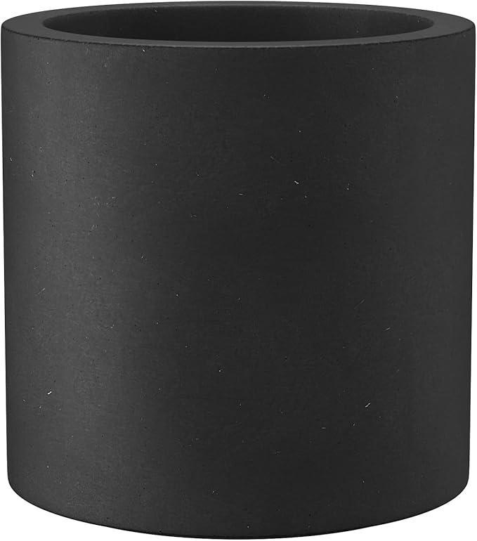 Kante 9.8" Dia Round Concrete Planter, Modern Style Large Cylindrical Plant Pot with Drainage Hole and Rubber Plug for Indoor Outdoor Patio, Burnished Black