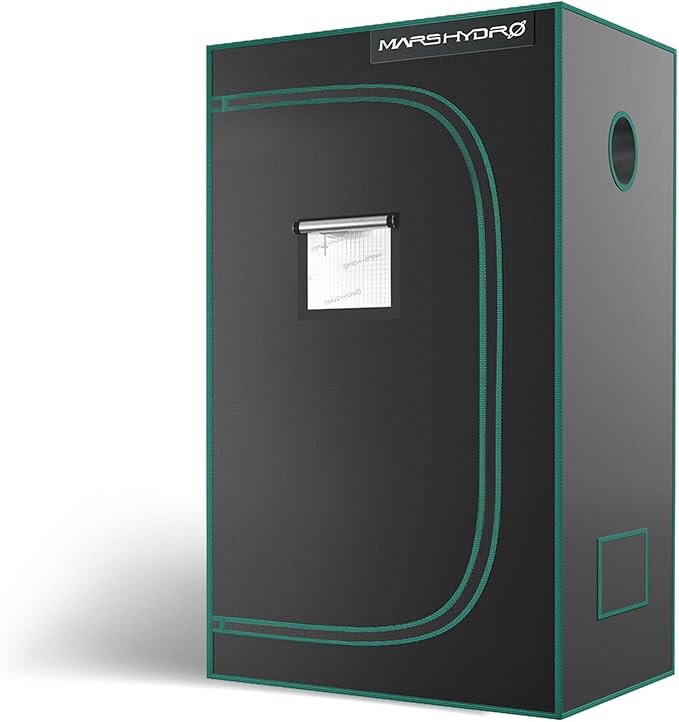 MARS HYDRO 3x1.6 Advanced Grow Tent, 36"x20"x63" High Reflective Mylar 1680D for Hydroponics Indoor Plant Growing, with Observation Window,Floor Tray and Smooth Zipper for TS600