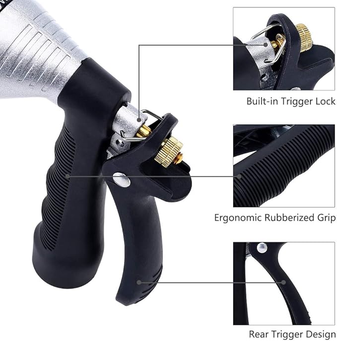 GREEN MOUNT Water Hose Nozzle Spray Nozzle, Metal Garden Hose Nozzle with Adjustable Spray Patterns, Perfect for Watering Plants, Washing Cars and Showering Pets