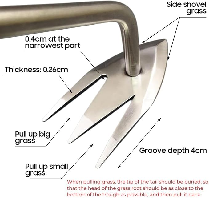 Weed Puller Tool,Weed Remover Tool for Lawn and Garden,Weeder Tool 3 Teeth Manganese Steel with Long Handle,Weeding Artifact Uprooting for Gardening Backyard Farm (Brown)