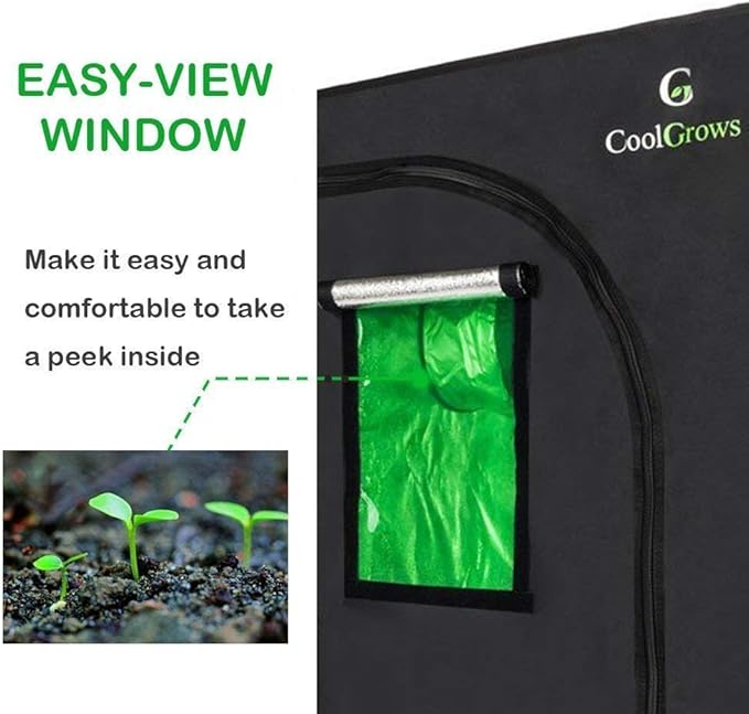 Grow Tent, 4x4 Feet Mylar Grow Tent with Obeservation Window and Floor Tray for Indoor Plant Growing (48" x 48" x 80")