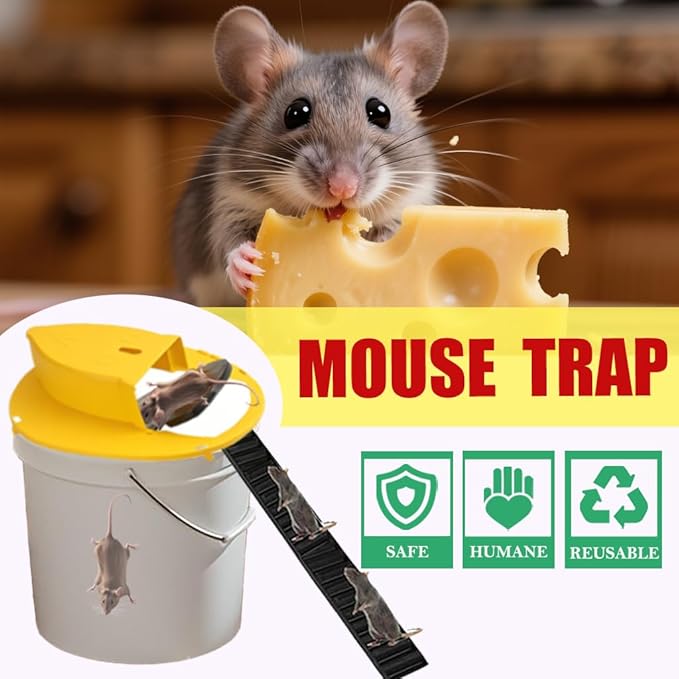 Mouse Trap Bucket Flip Lid Indoor Outdoor,Humane,Auto Reset 5 Gallon Bucket Compatible